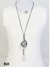 Circle Pendant Necklace W/ Tassel & Oval Earrings Set